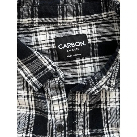 Carbon Black Ombré Plaid Button Down Shirt XL - Picture 7 of 7